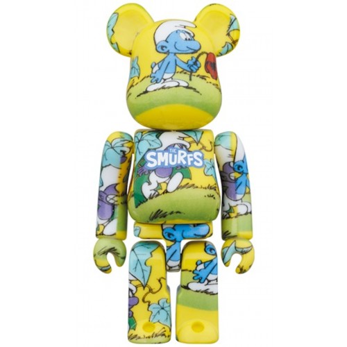 Оригинальный набор фигурок Bearbrick x The Smurfs (The Purple Smurfs) 100% & 400% Set Yellow - 7см и 28см