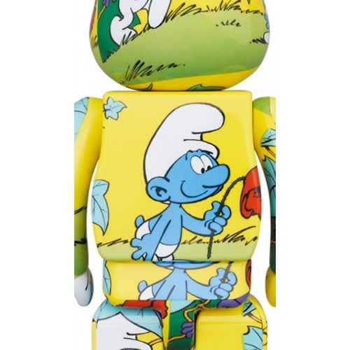 Оригинальный набор фигурок Bearbrick x The Smurfs (The Purple Smurfs) 100% & 400% Set Yellow - 7см и 28см