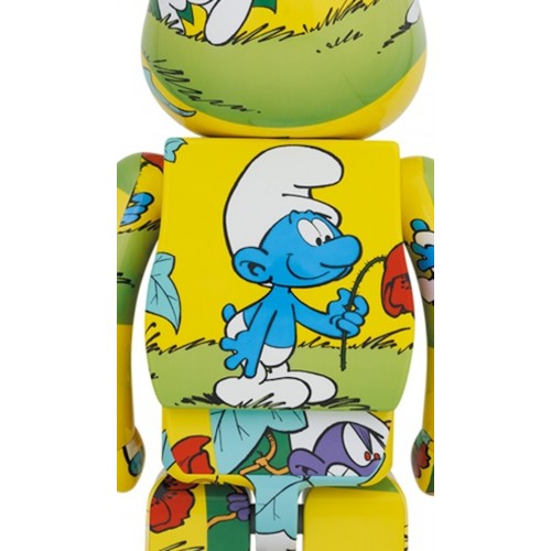 Оригинальная большая фигурка Bearbrick x The Smurfs (The Purple Smurfs) 1000% Yellow - 70см