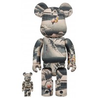 Набор фигурок (7см и 28см) Bearbrick x Tokyo National Museum Hiroshige Utagawa (Fifty-three Stations of the Tokaido) Kanbara 100% & 400% Set