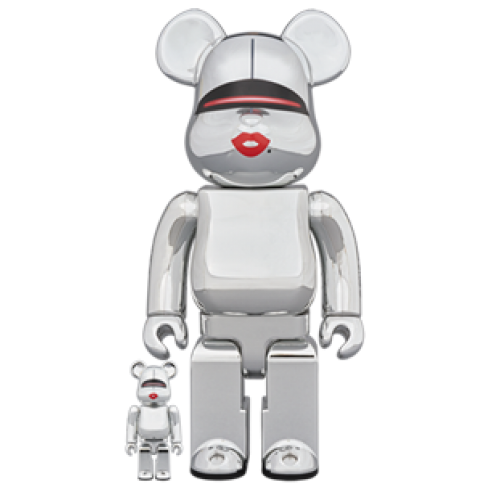 Оригинальный набор фигурок Bearbrick x Tyga x Hajime Sorayama 100% & 400% Set Silver - 7см и 28см
