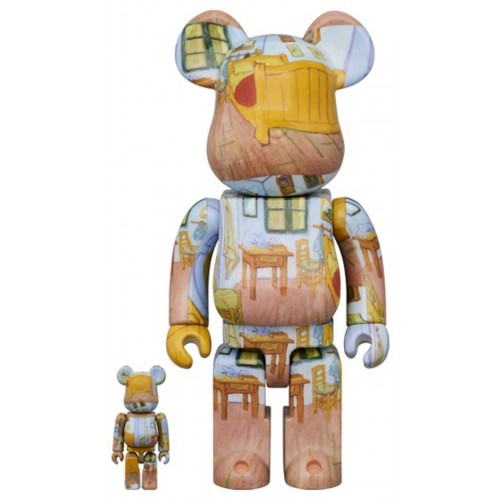 Оригинальный набор фигурок Bearbrick x Van Gogh Museum Van Gogh "The Bedroom" 100% & 400% Set - 7см и 28см