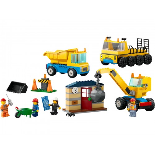 Конструктор LEGO City Construction Trucks and Wrecking Ball Crane Set 60391