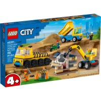 LEGO City Construction Trucks and Wrecking Ball Crane Set 60391