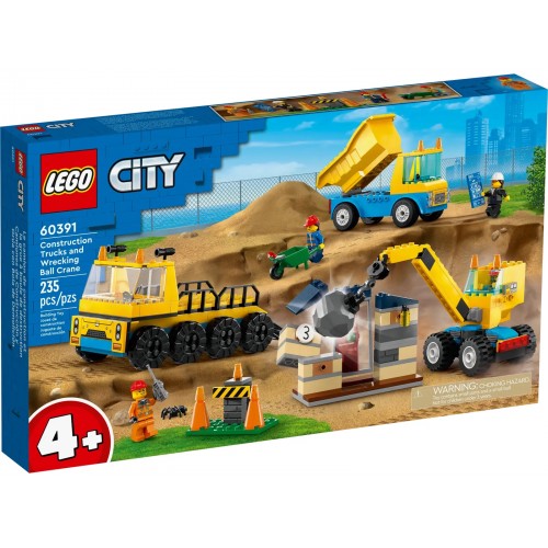 Конструктор LEGO City Construction Trucks and Wrecking Ball Crane Set 60391