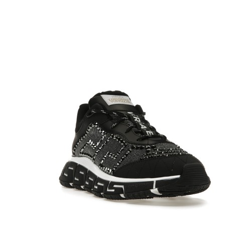 Кроссы Versace Trigreca Crystals Black Grey White - мужская сетка размеров
