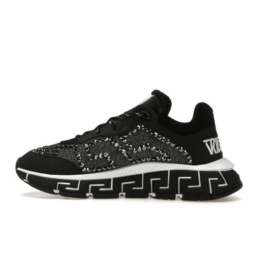 Кроссы Versace Trigreca Crystals Black Grey White - мужская сетка размеров