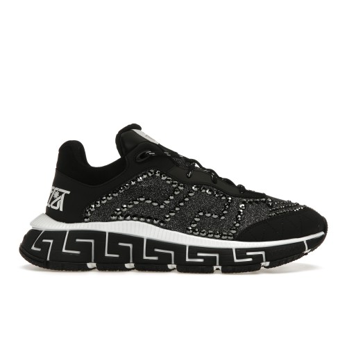 Кроссы Versace Trigreca Crystals Black Grey White - мужская сетка размеров
