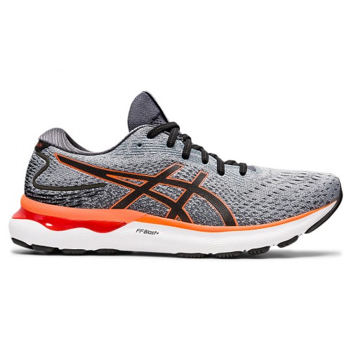 Кроссы ASICS Gel-Nimbus 24 Sheet Rock Grey Shocking Orange - мужская сетка размеров