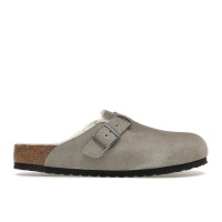 Birkenstock Boston Shearling Suede Stone Coin