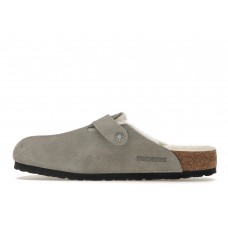 Birkenstock Boston Shearling Suede Stone Coin