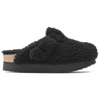 Birkenstock Boston Big Buckle Shearling Teddy Black