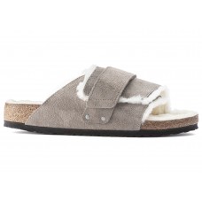 Birkenstock Kyoto Shearling Suede Stone Coin