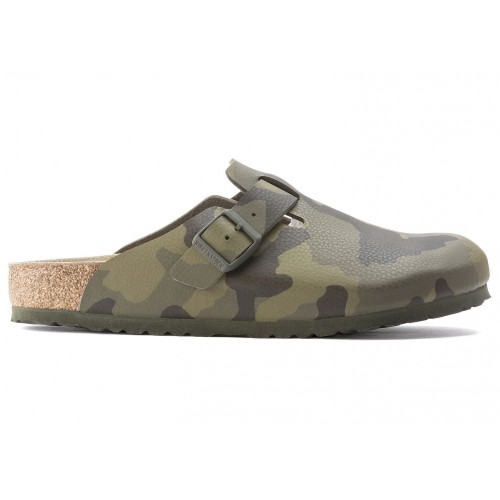 Birkenstock Boston Birko-Flor Desert Soil Camo Green - мужская сетка размеров