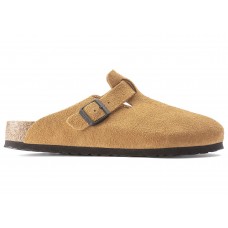 Birkenstock Boston Suede Cork Brown Pattern Footbed