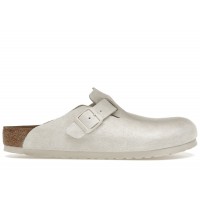 Birkenstock Boston Soft Footbed Suede Antique White