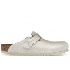 Birkenstock Boston Soft Footbed Suede Antique White