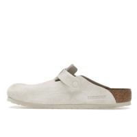 Birkenstock Boston Soft Footbed Suede Antique White