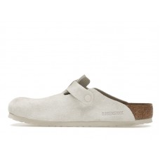 Birkenstock Boston Soft Footbed Suede Antique White