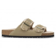 Birkenstock Arizona Shearling Suede Leather Taupe