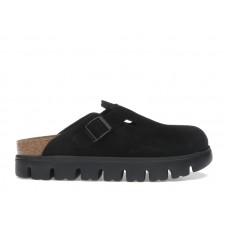 Женские Birkenstock Boston Chunky Suede Black Black Sole (Narrow) (W)