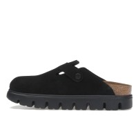 Женские Birkenstock Boston Chunky Suede Black Black Sole (Narrow) (W)