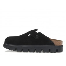 Женские Birkenstock Boston Chunky Suede Black Black Sole (Narrow) (W)