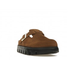 Женские Birkenstock Boston Chunky Suede Dark Tea Black (Narrow) (W)