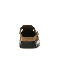 Женские Birkenstock Boston Chunky Suede Dark Tea Black (Narrow) (W)