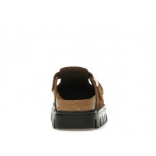 Женские Birkenstock Boston Chunky Suede Dark Tea Black (Narrow) (W)