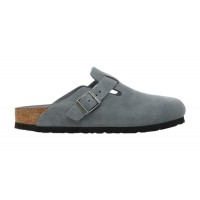 Birkenstock Boston Soft Footbed Suede Leather Basalt Gray Tonal