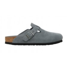Birkenstock Boston Soft Footbed Suede Leather Basalt Gray Tonal