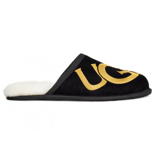 UGG Scuff Logo Slipper Black Gold - мужская сетка размеров