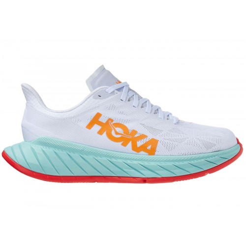 Кроссы Hoka One One Carbon X 2 White Blazing Orange - мужская сетка размеров