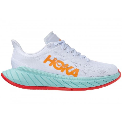 Кроссы Hoka One One Carbon X 2 White Blazing Orange (W) - женская сетка размеров