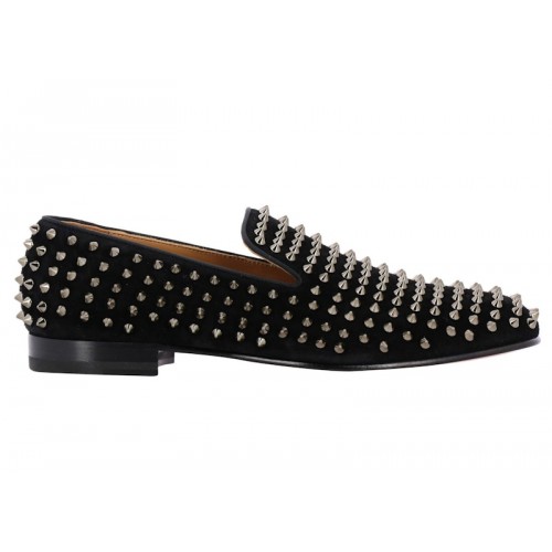 Christian Louboutin Rollerboy Spikes Flat Black Velvet - мужская сетка размеров