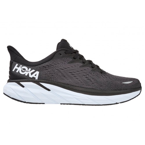 Кроссы Hoka One One Clifton 8 Black White (Wide) - мужская сетка размеров