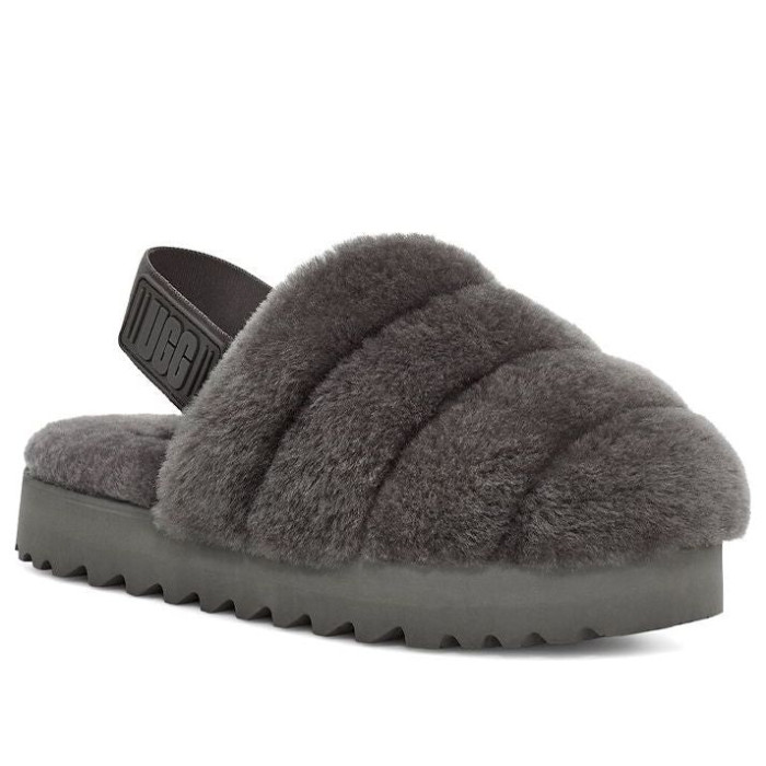 UGG Wmns Super Fluff Slipper Charcoal - женская сетка размеров UGG Wmns Super Fluff Slipper Charcoal - женская сетка размеров