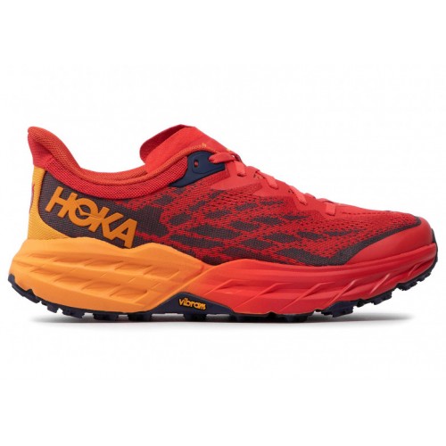 Кроссы Hoka One One Speedgoat 5 Fiesta Red Radiant Yellow - мужская сетка размеров