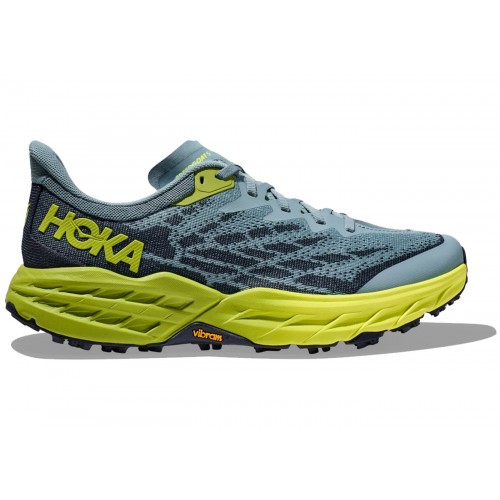 Кроссы Hoka One One Speedgoat 5 Stone Blue Dark Citron - мужская сетка размеров
