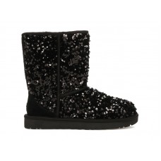 Женские UGG Classic Short Chunky Sequin Boot Black (W)