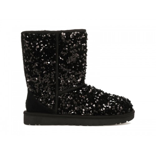 UGG Classic Short Chunky Sequin Boot Black (W) - женская сетка размеров