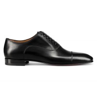Christian Louboutin Greggo Flat Calf Lace-Up Shoes Black
