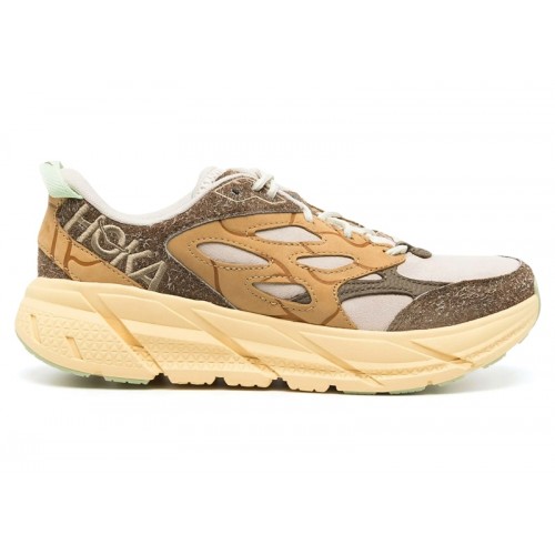 HOKA Clifton L Suede Elite Terrain System - Oat Milk Pollen - мужская сетка размеров