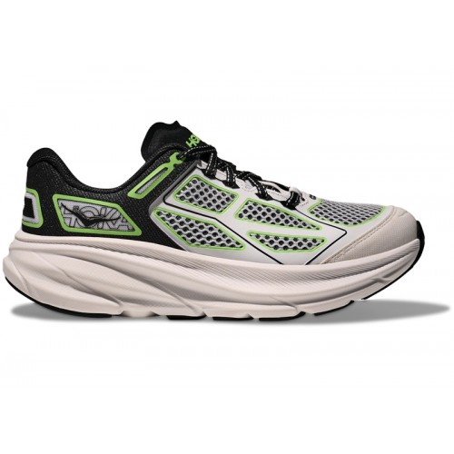 Кроссы Hoka One One Clifton One9 Black White Green - мужская сетка размеров