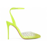 Женские Christian Louboutin Spikaqueen 100 MM Embellished Pumps Version Yellow Fluo (W)