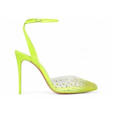 Женские Christian Louboutin Spikaqueen 100 MM Embellished Pumps Version Yellow Fluo (W)