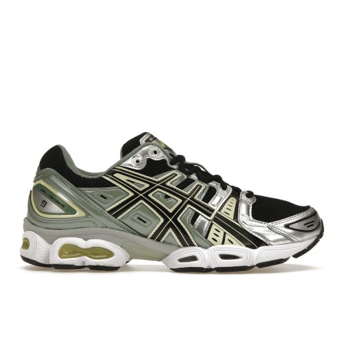 Кроссы ASICS Gel-Nimbus 9 Black Green Yellow Silver - мужская сетка размеров