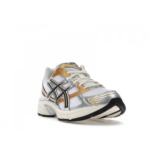 Кроссы ASICS Gel-1130 White Black Gold - мужская сетка размеров