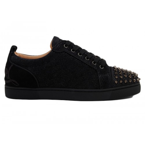 Christian Louboutin Fun Louis Junior Spikes Flat Black Velvet - мужская сетка размеров